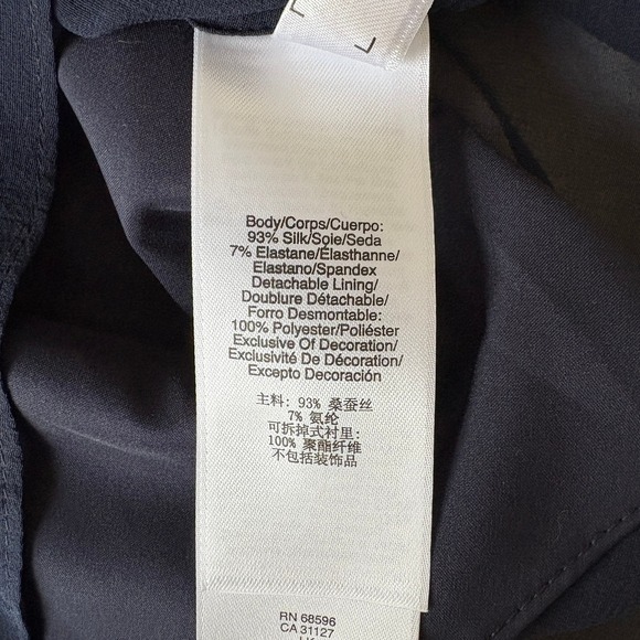 DKNY Sheer Embellished Sheath Silk Midi Dress Women's L Navy Holiday NYE Party - Picture 8 of 11